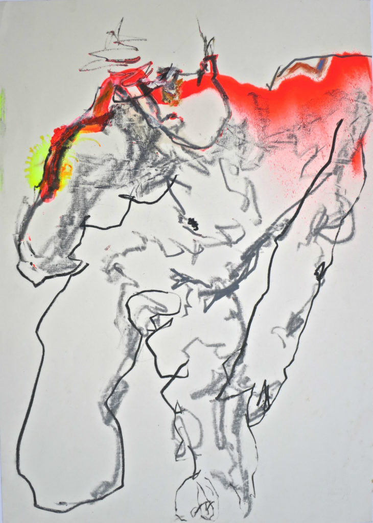 Arnaud Franc_Un sentiment dans le muscle_Papier graphite pierre noire aerosol pastel gras_42 x 59 cm