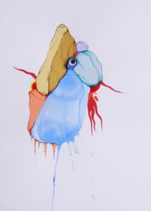 Vincent BAILLIEZ_Série Objets Flottants, encre, gouache et collage sur papier, 30 x 23cm, 2022